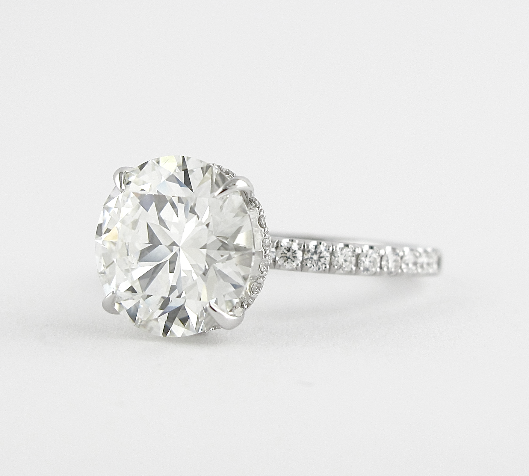 1.5 CT Round Cut Hidden Halo & Pave Moissanite Engagement Ring 2