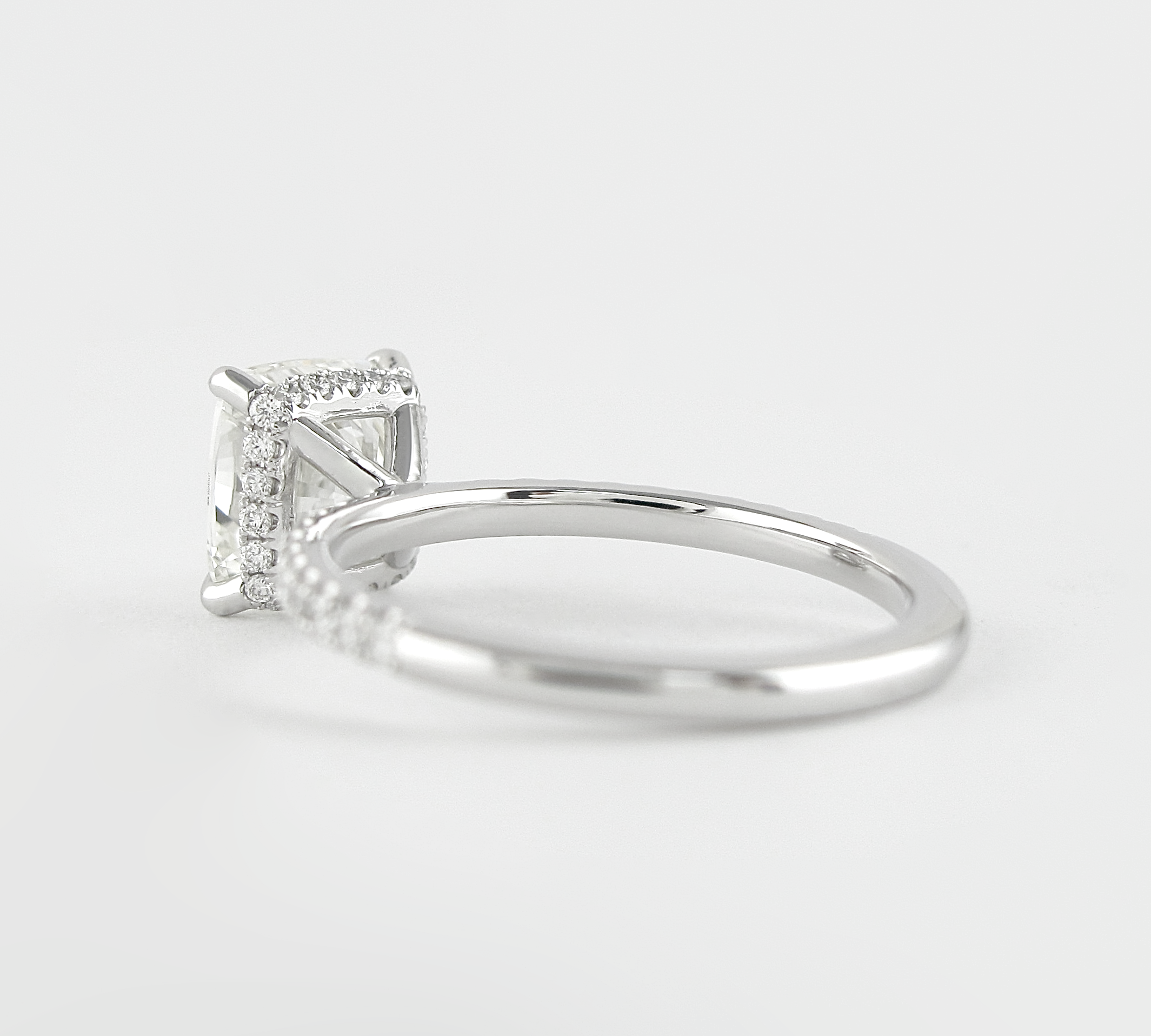 1.80 CT Cushion Hidden Halo & Pave Moissanite Engagement Ring 3