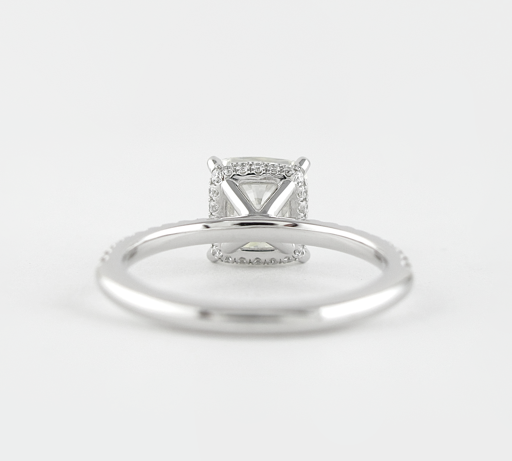 1.80 CT Cushion Hidden Halo & Pave Moissanite Engagement Ring 2