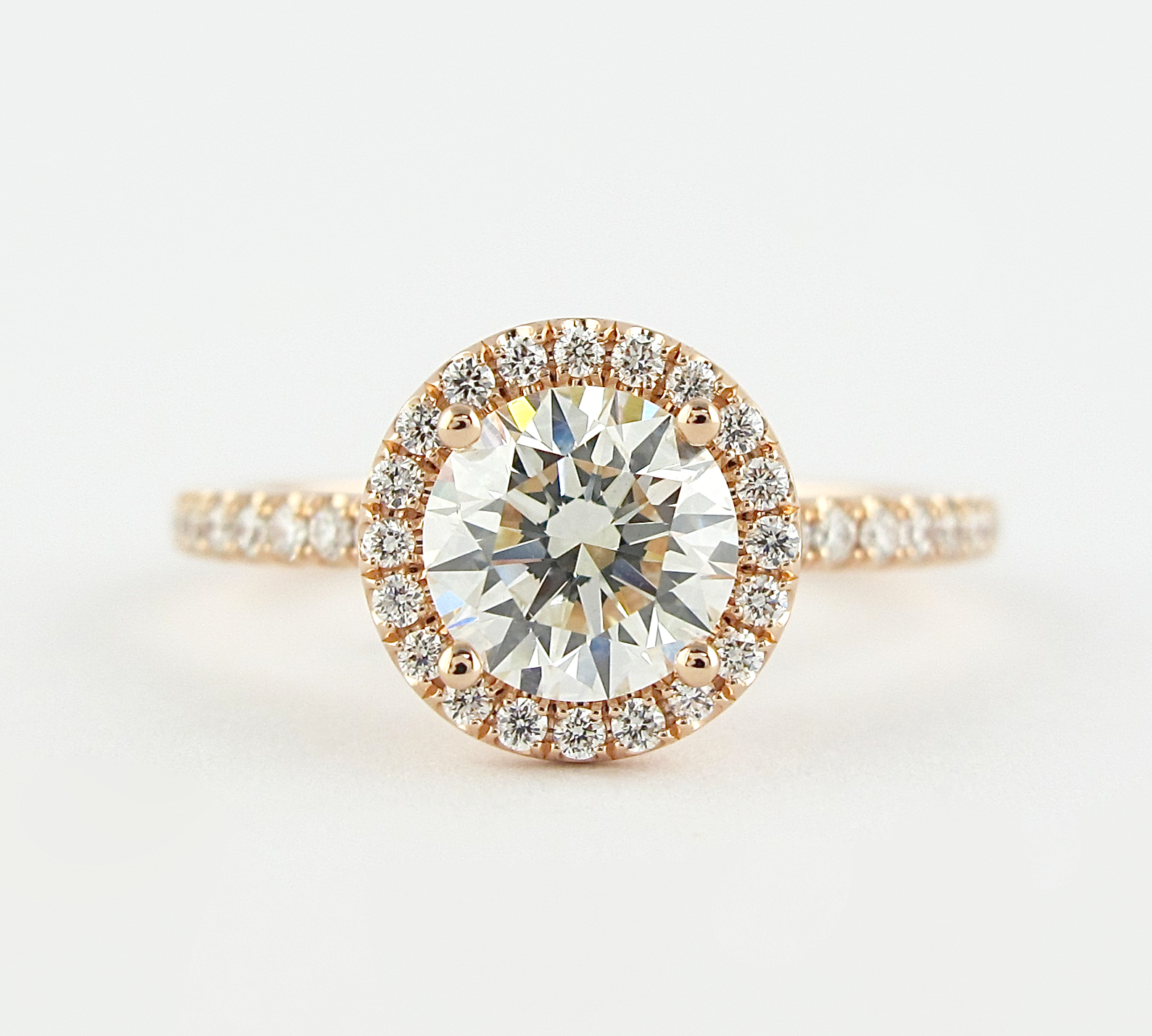 1.0 CT Round Cut Halo Style Moissanite Engagement Ring 1