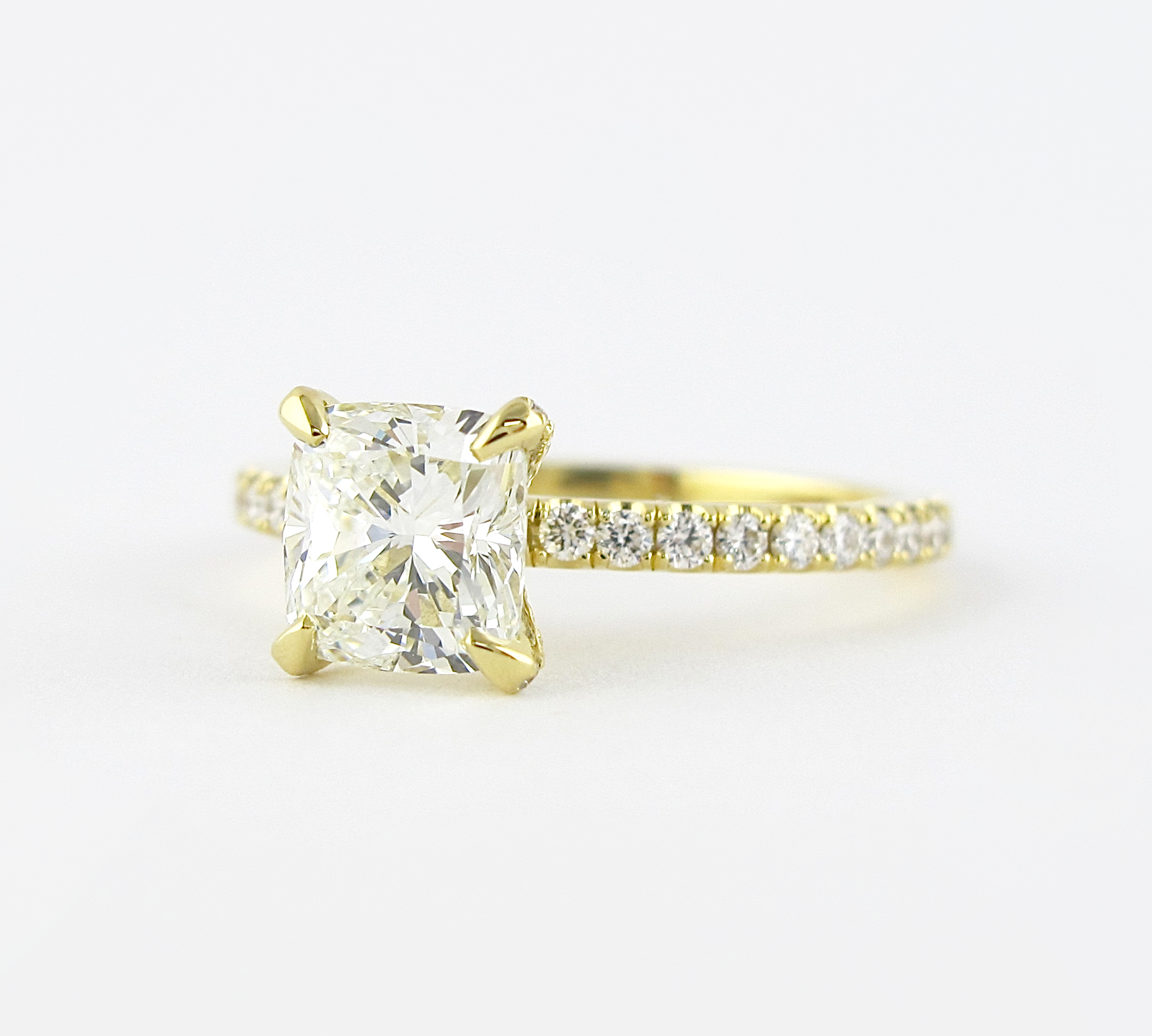 1.20 CT Cushion Solitaire & Pave Moissanite Engagement Ring 3