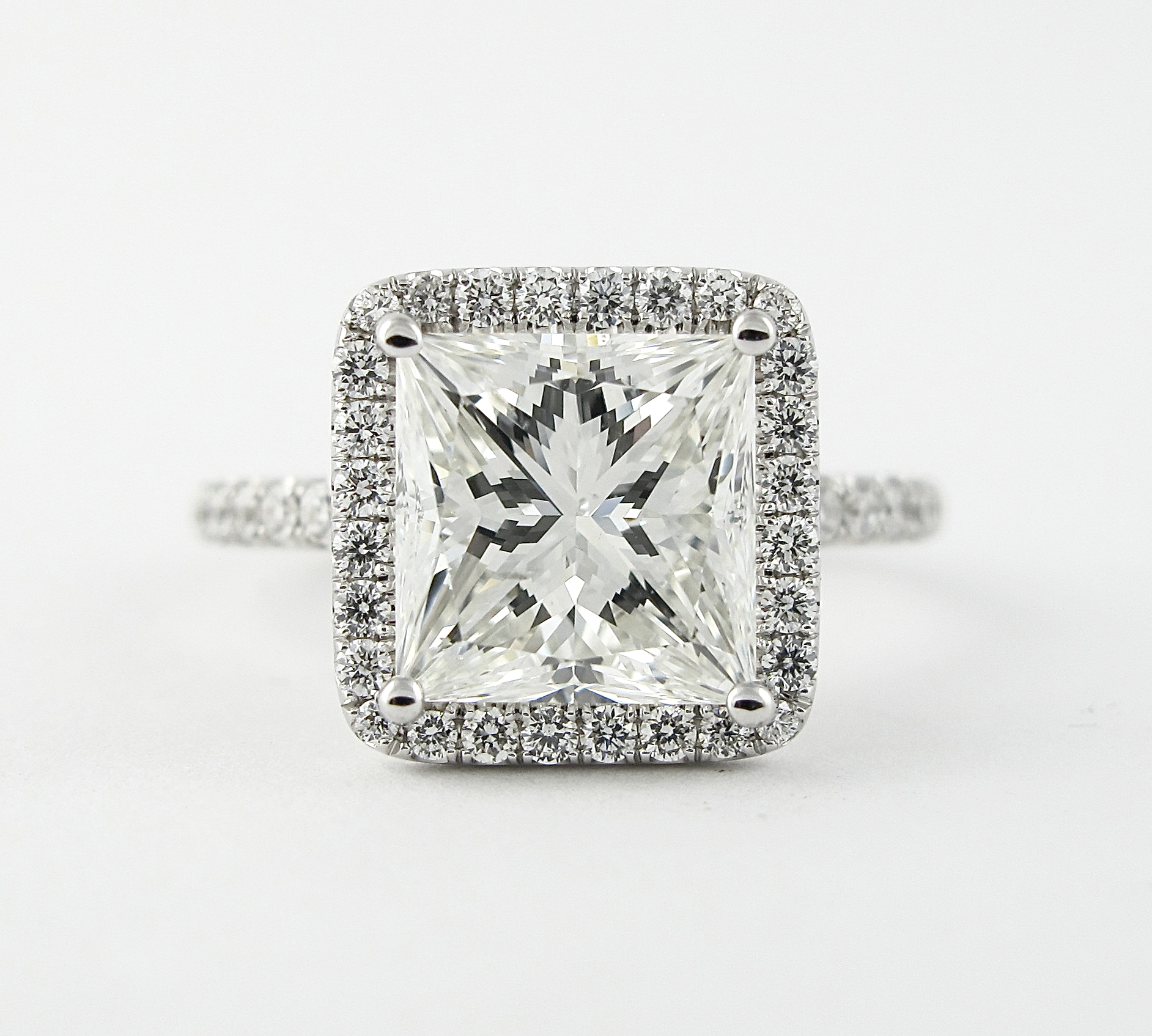 2.0 CT Princess Cut Halo Style Moissanite Engagement Ring 1