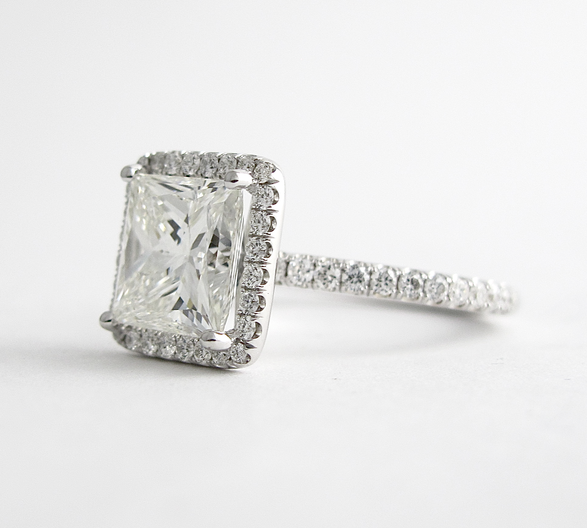 2.0 CT Princess Cut Halo Style Moissanite Engagement Ring 2