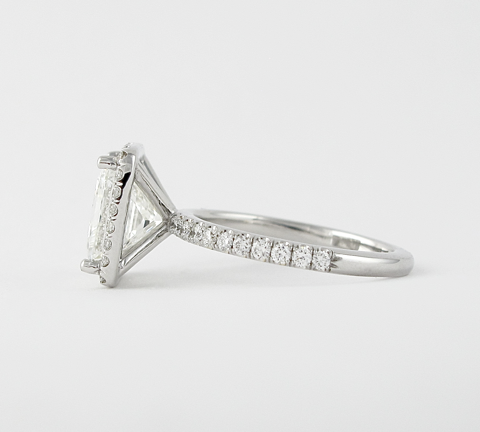 2.0 CT Princess Cut Halo Style Moissanite Engagement Ring 3