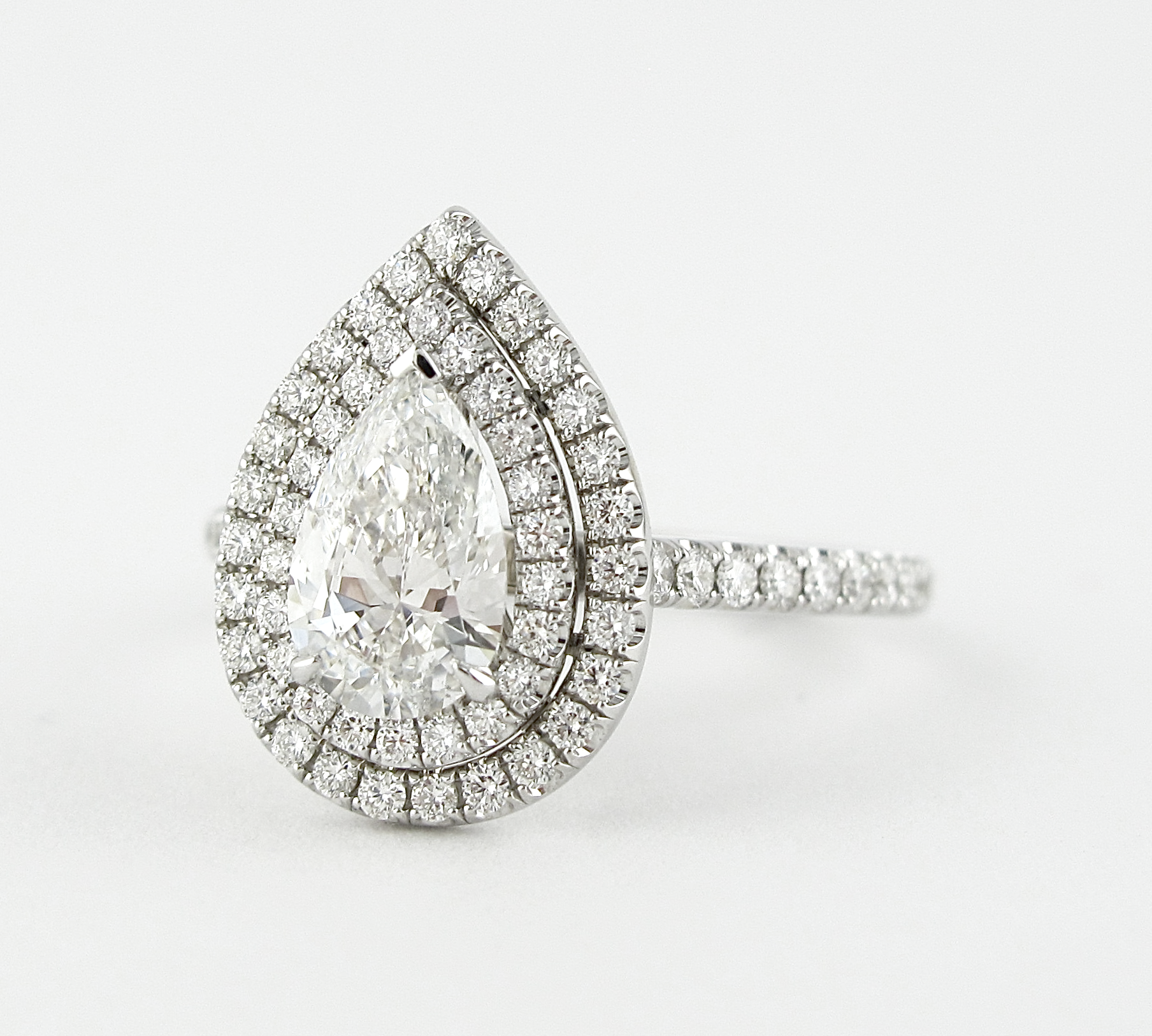 0.75 CT Pear Cut Double Halo Style Moissanite Engagement Ring 3