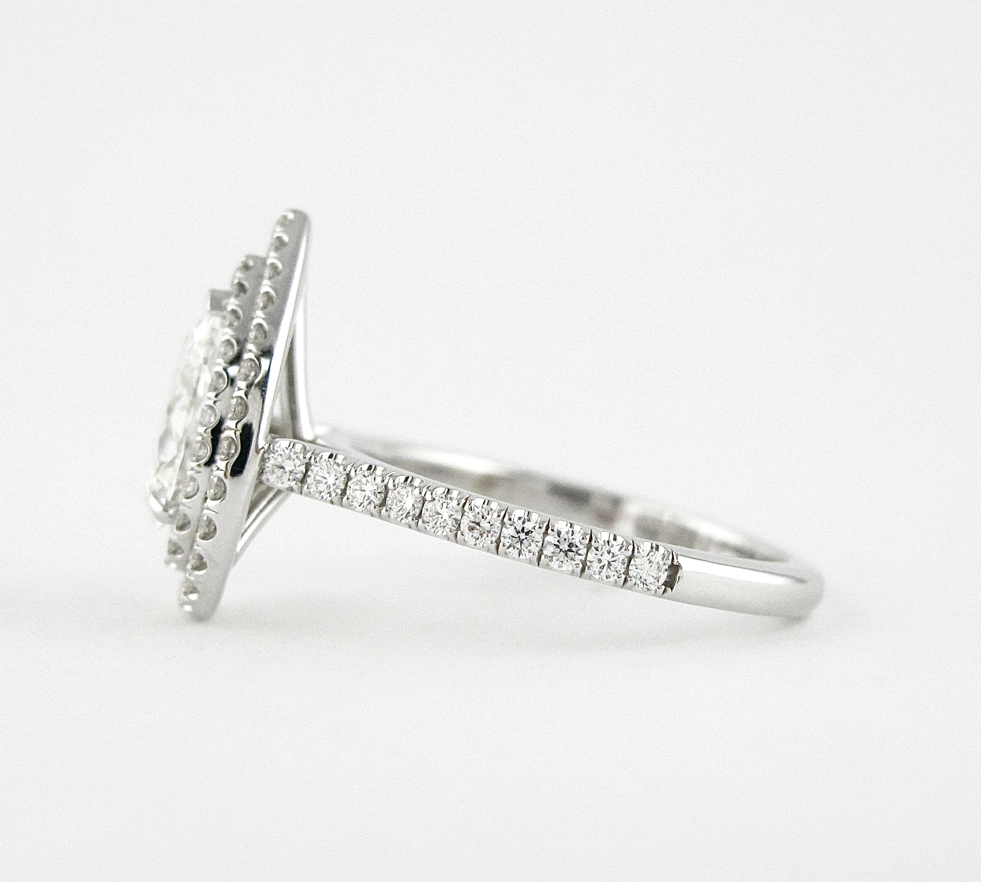 0.75 CT Pear Cut Double Halo Style Moissanite Engagement Ring 2