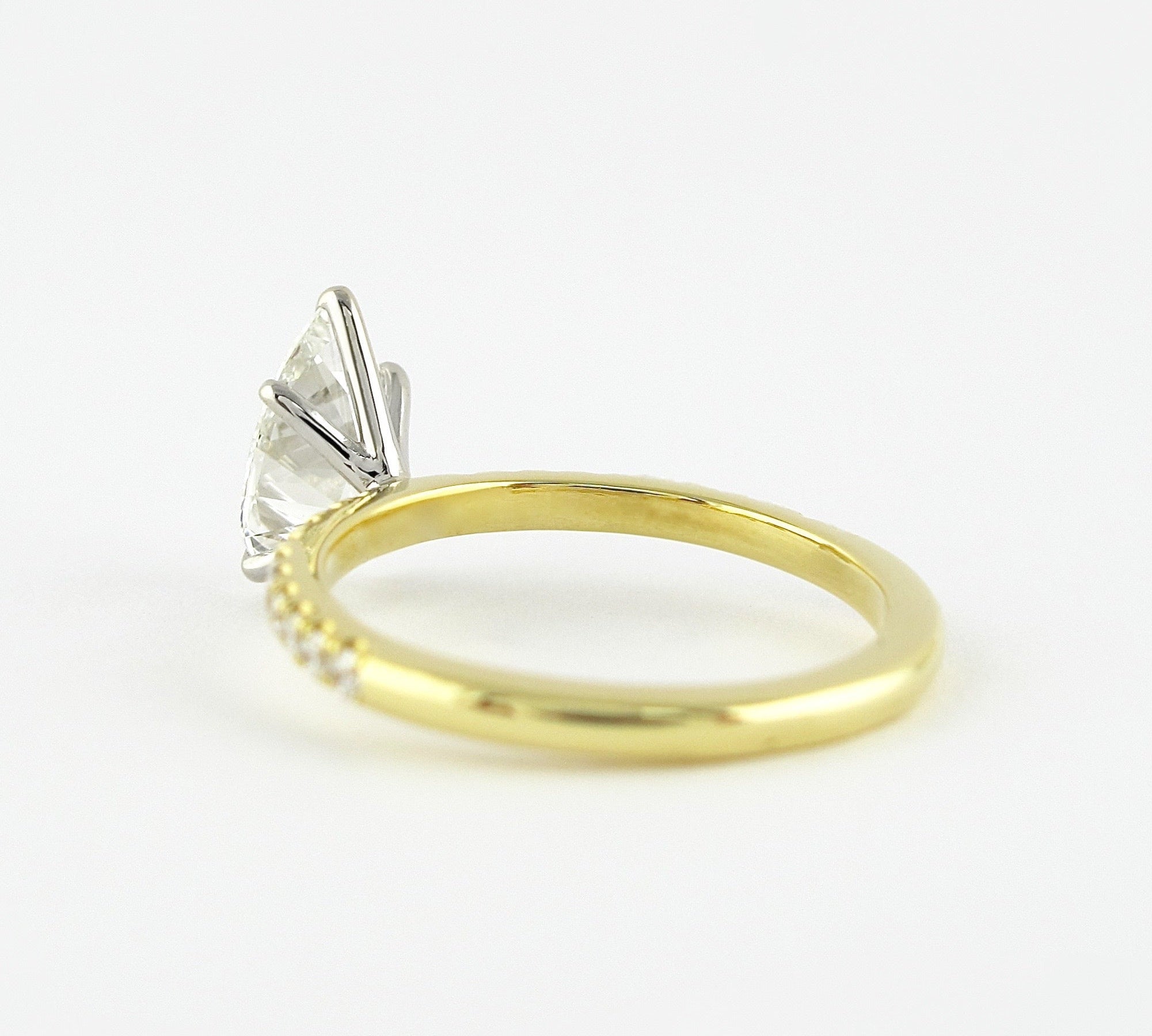 0.94 CT Pear Solitaire & Pave Setting Moissanite Engagement Ring 2