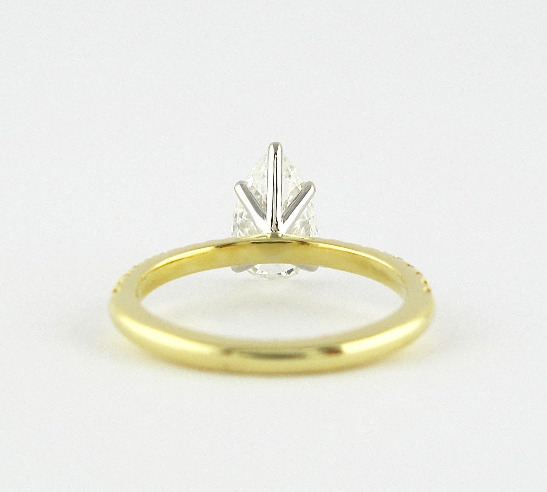 0.94 CT Pear Solitaire & Pave Setting Moissanite Engagement Ring 3