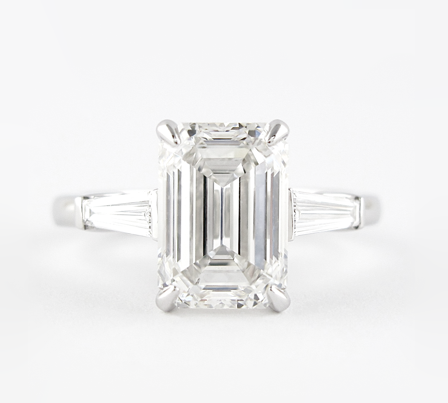 2.30 CT Emerald Three Stone Style Moissanite Engagement Ring 1