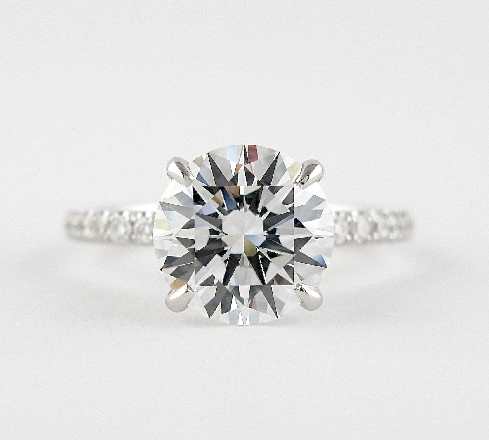 1.5 CT Round Solitaire & Pave Setting Moissanite Engagement Ring 1