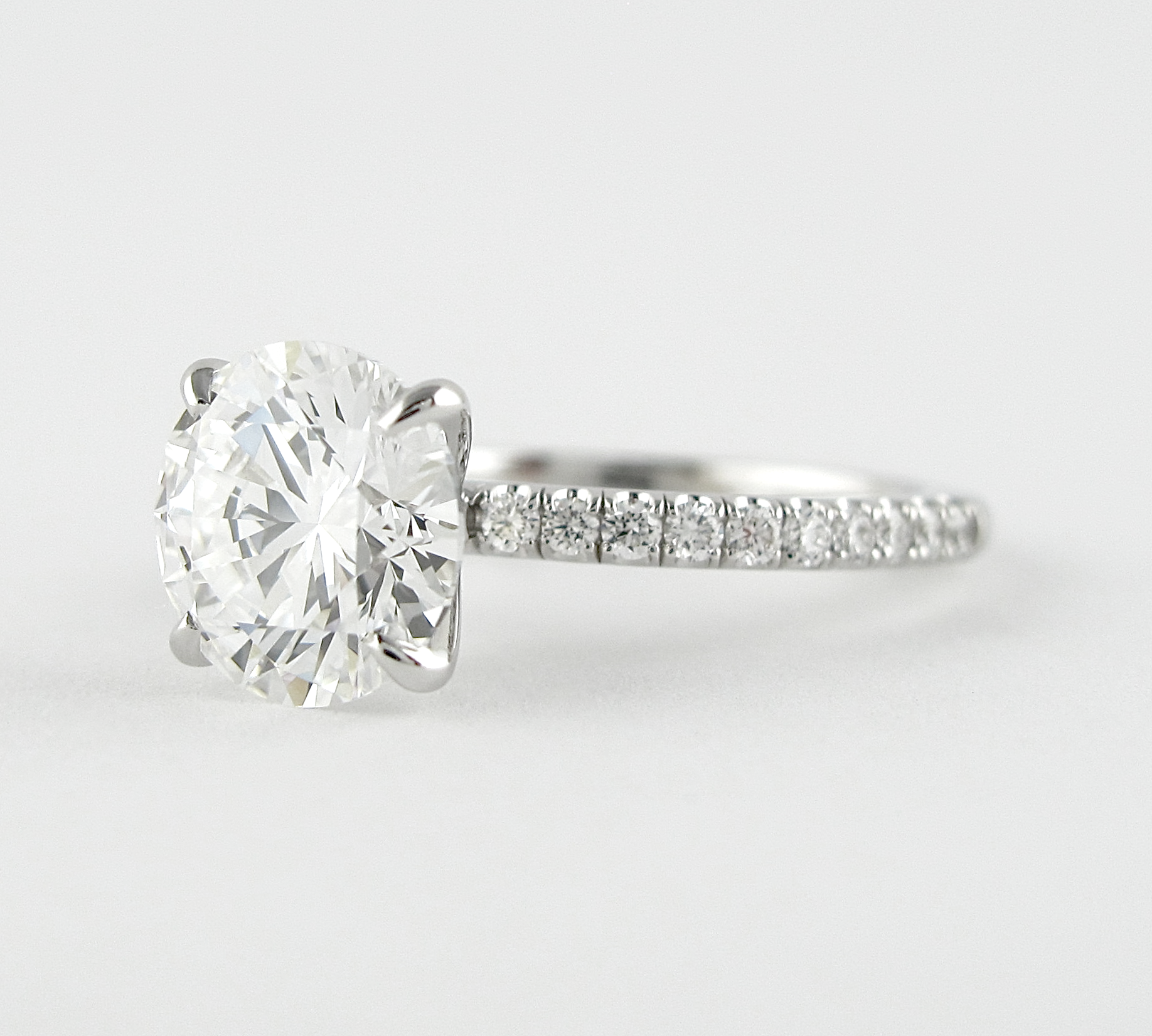 1.5 CT Round Solitaire & Pave Setting Moissanite Engagement Ring 2