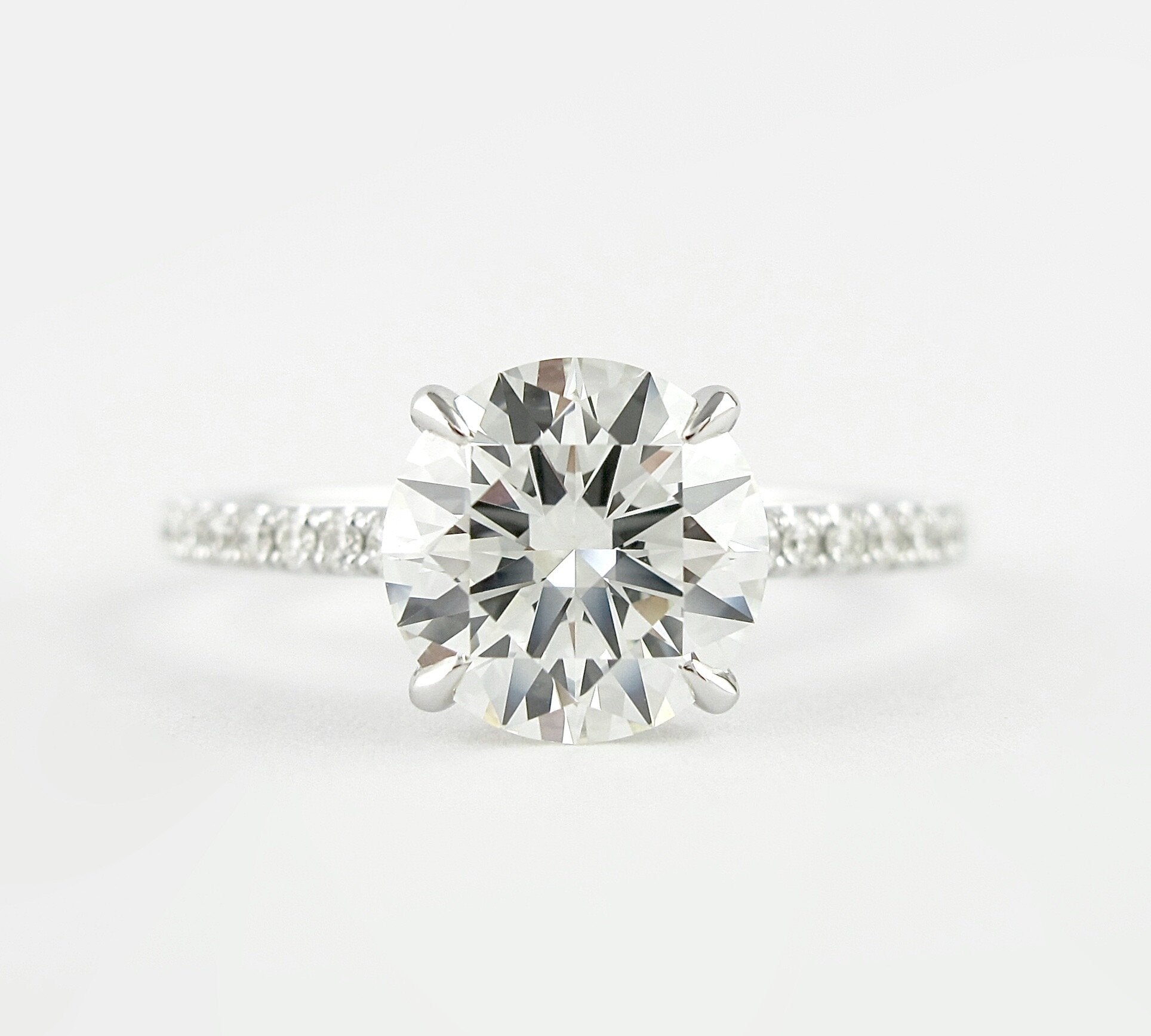 1.0 CT Round Hidden Halo and Pave Setting Moissanite Engagement Ring 1