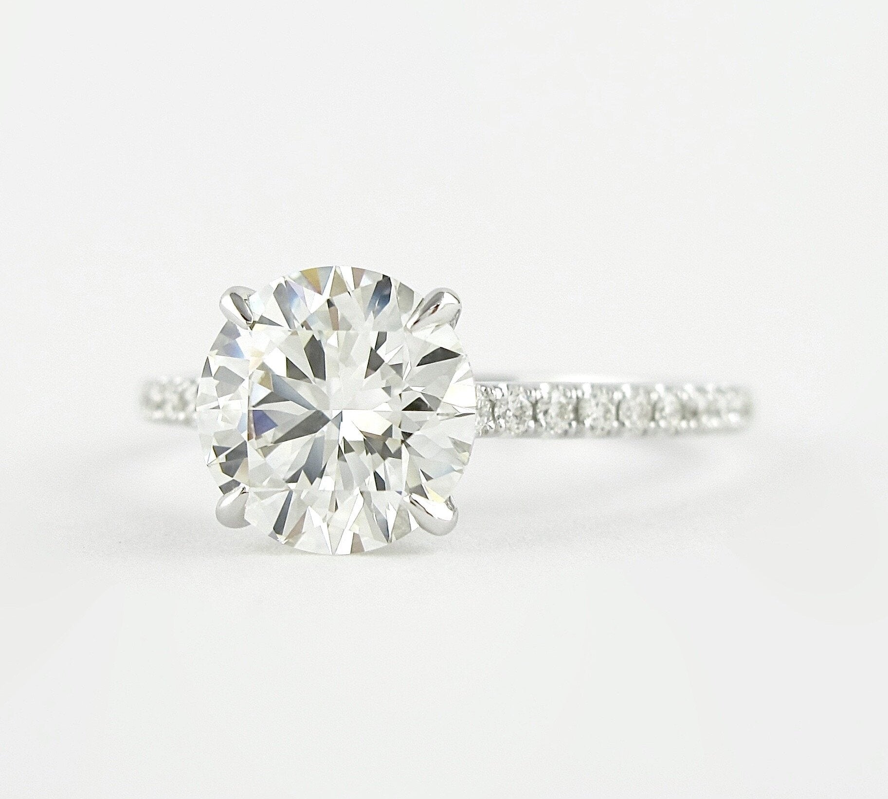 1.0 CT Round Hidden Halo and Pave Setting Moissanite Engagement Ring 2