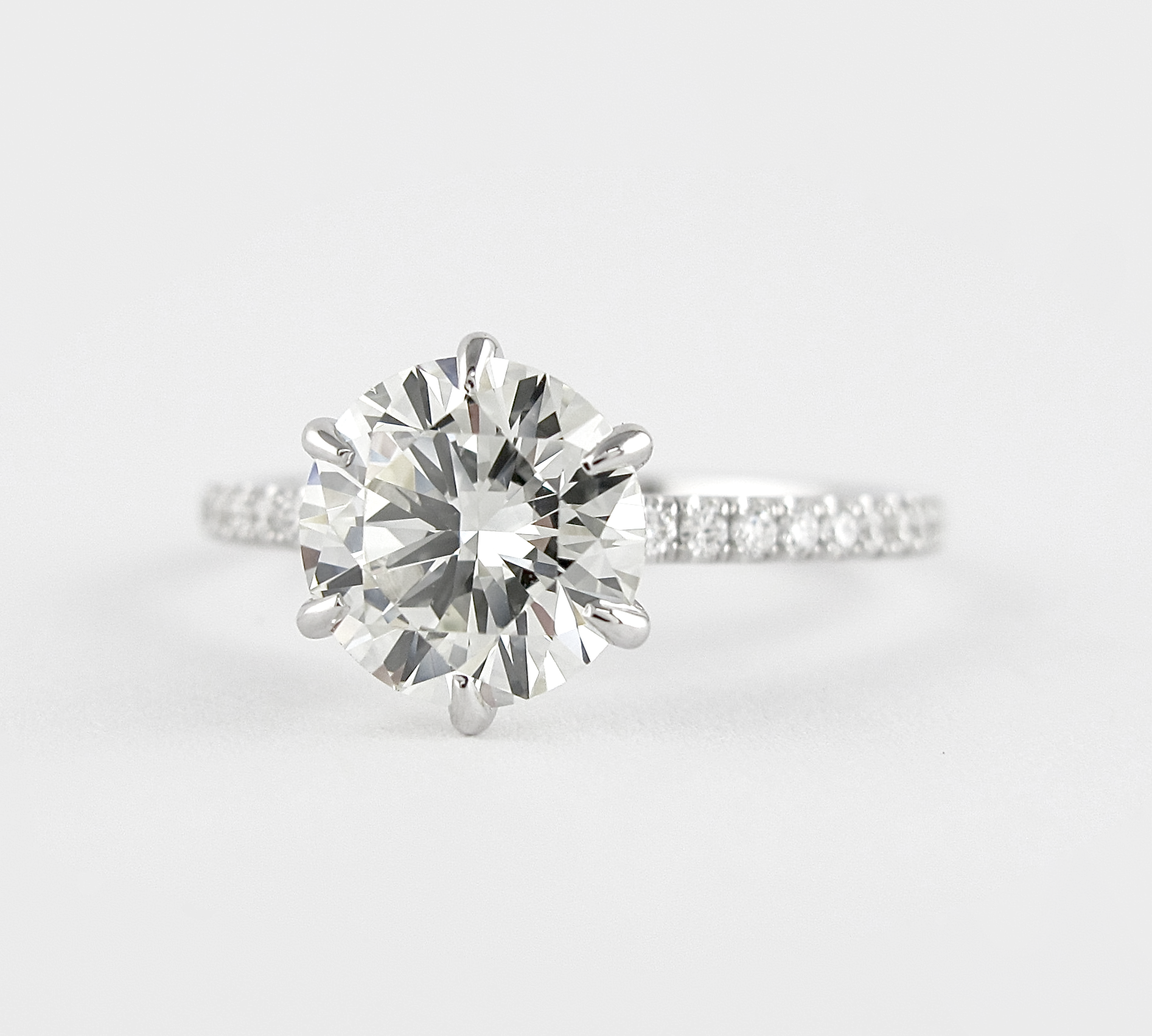 1.20 CT Round Solitaire & Pave Setting Moissanite Engagement Ring 1