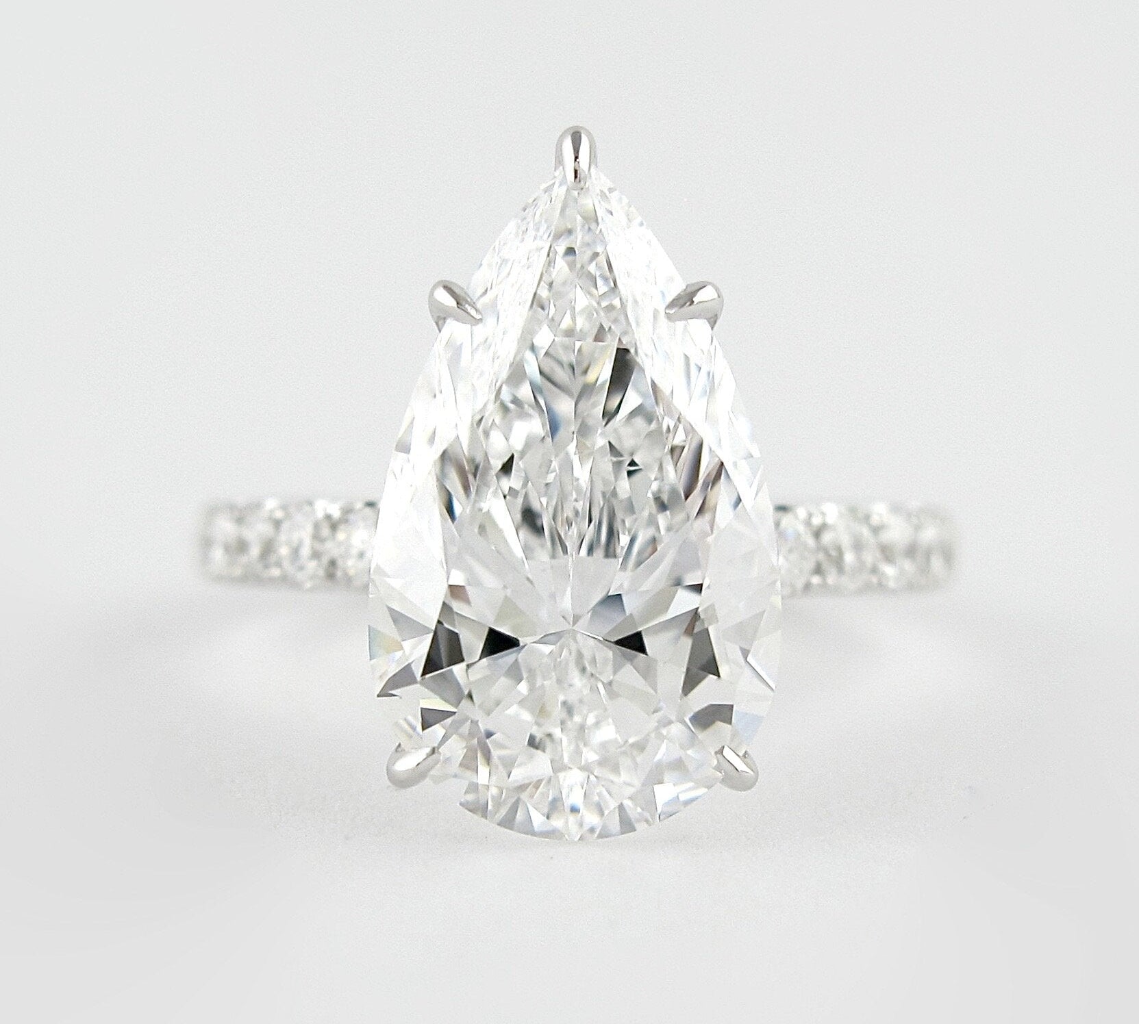 2.10 CT Pear Cut Hidden Halo & Pave Moissanite Engagement Ring 1