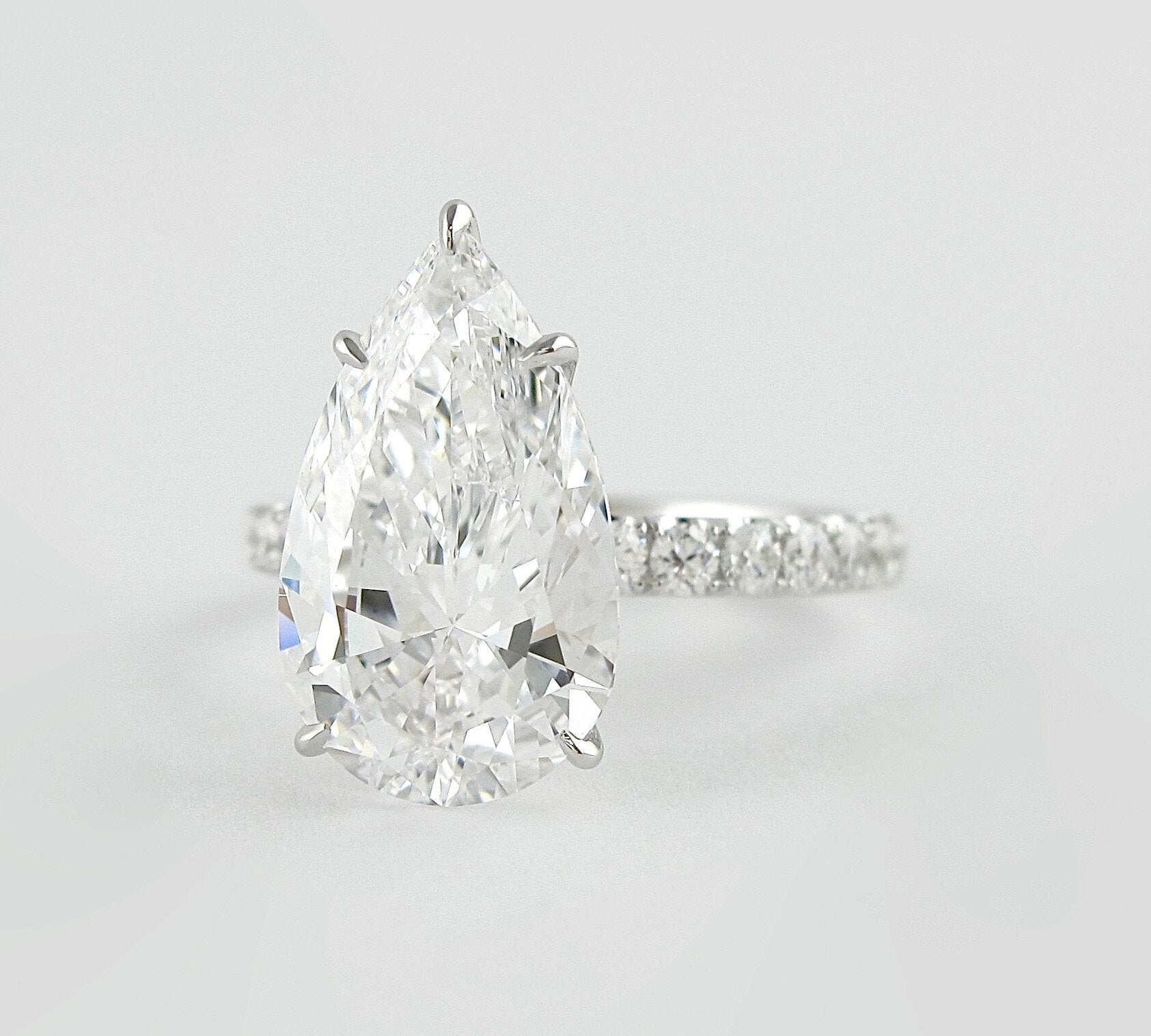 2.10 CT Pear Cut Hidden Halo & Pave Moissanite Engagement Ring 3