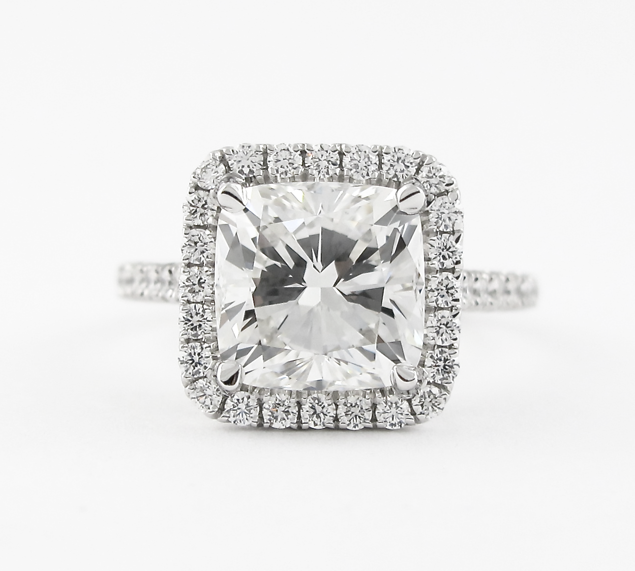 2.15 CT Cushion Cut Halo Style Moissanite Engagement Ring 1