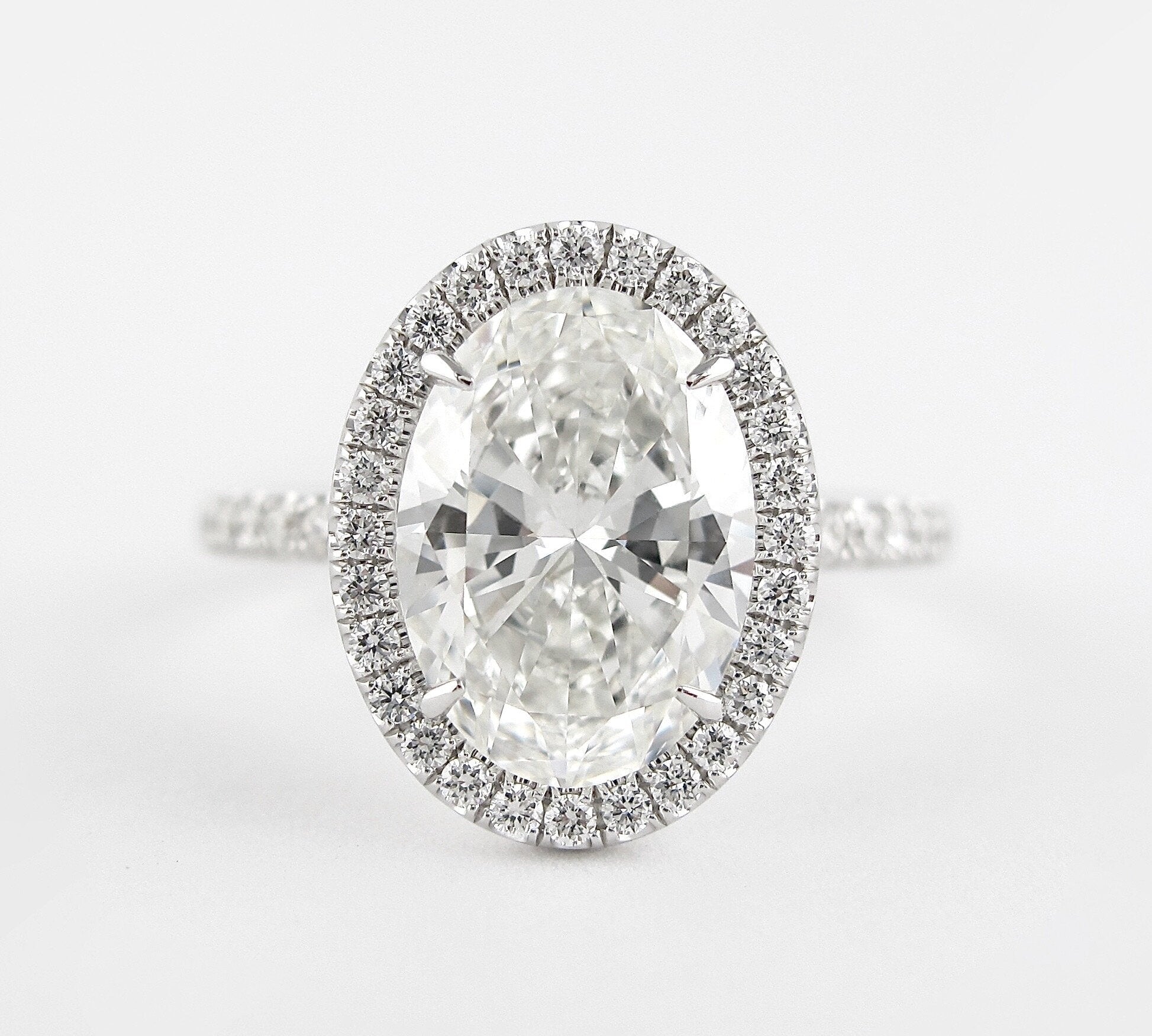 2.72 CT Oval Cut Halo Style Moissanite Engagement Ring 1