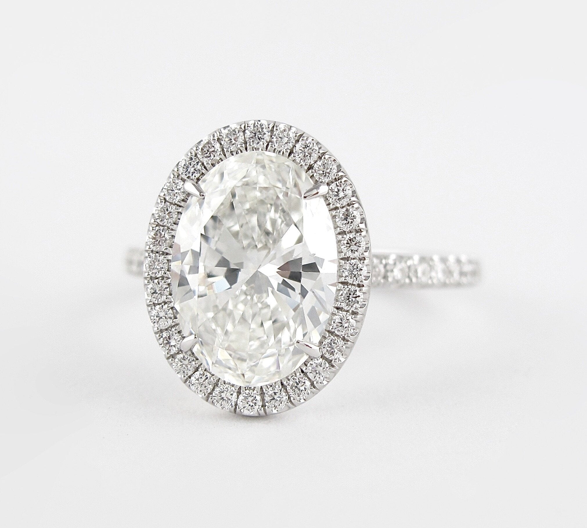 2.72 CT Oval Cut Halo Style Moissanite Engagement Ring 3