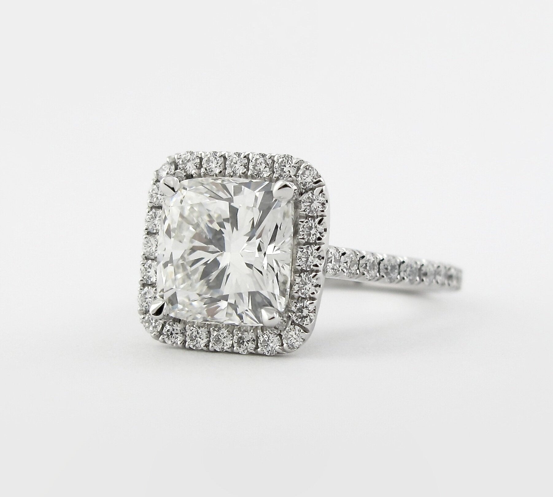 2.15 CT Cushion Cut Halo Style Moissanite Engagement Ring 3