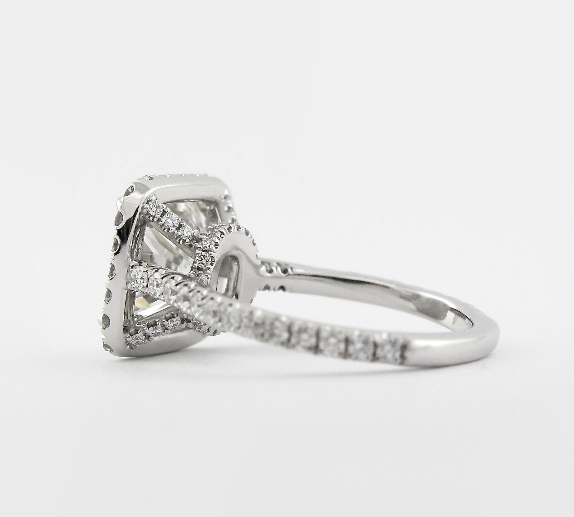 2.15 CT Cushion Cut Halo Style Moissanite Engagement Ring 2