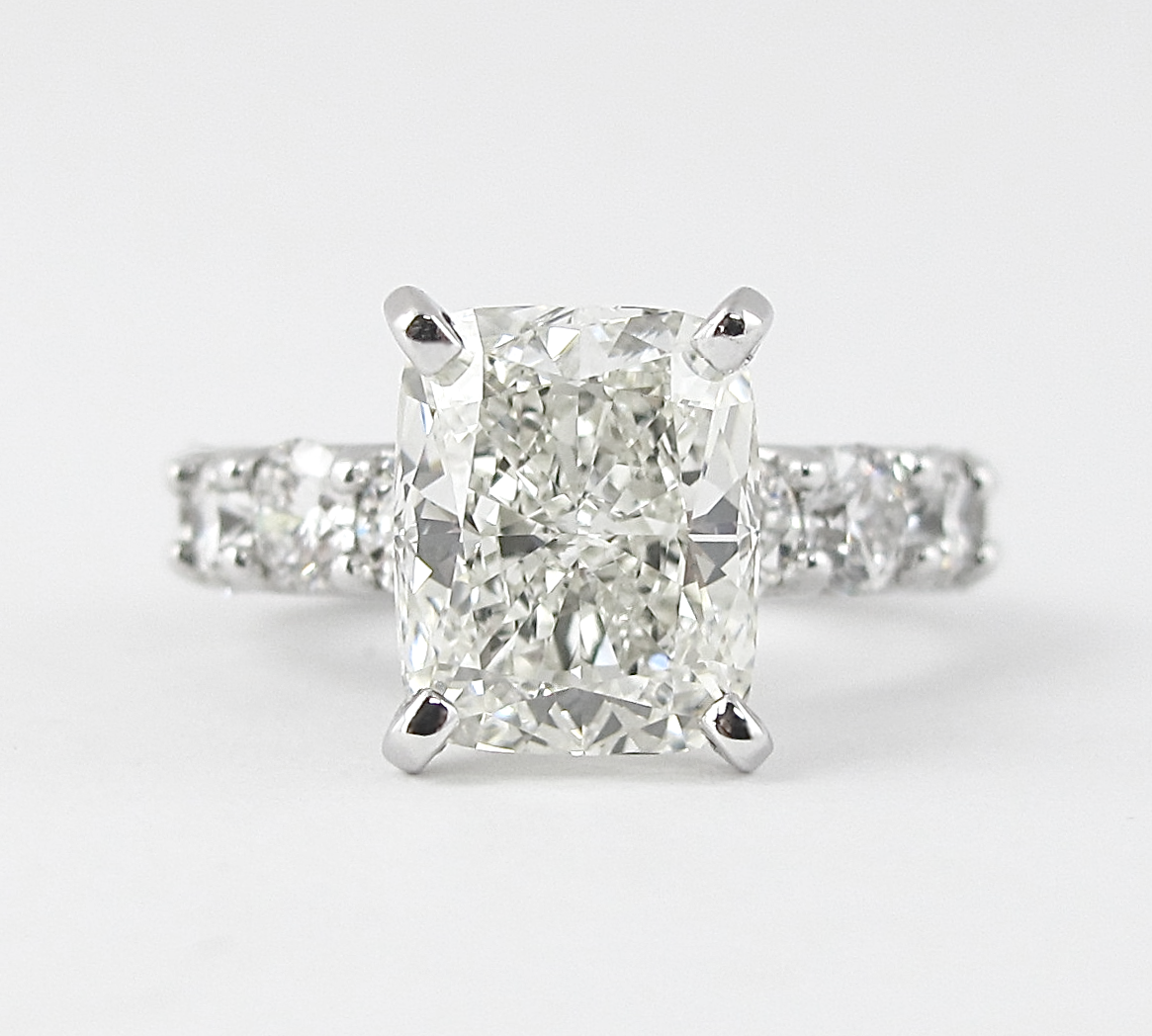 1.50 CT Cushion Cut Pave Setting Moissanite Engagement Ring 1