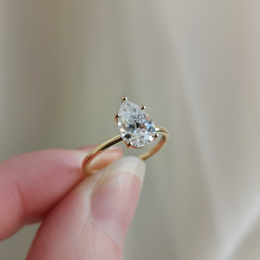 1.36 CT Pear Shaped Moissanite Solitaire Engagement Ring 12