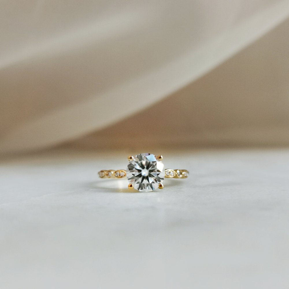 1.20 CT Round Shaped Moissanite Pave Setting Engagement Ring 1