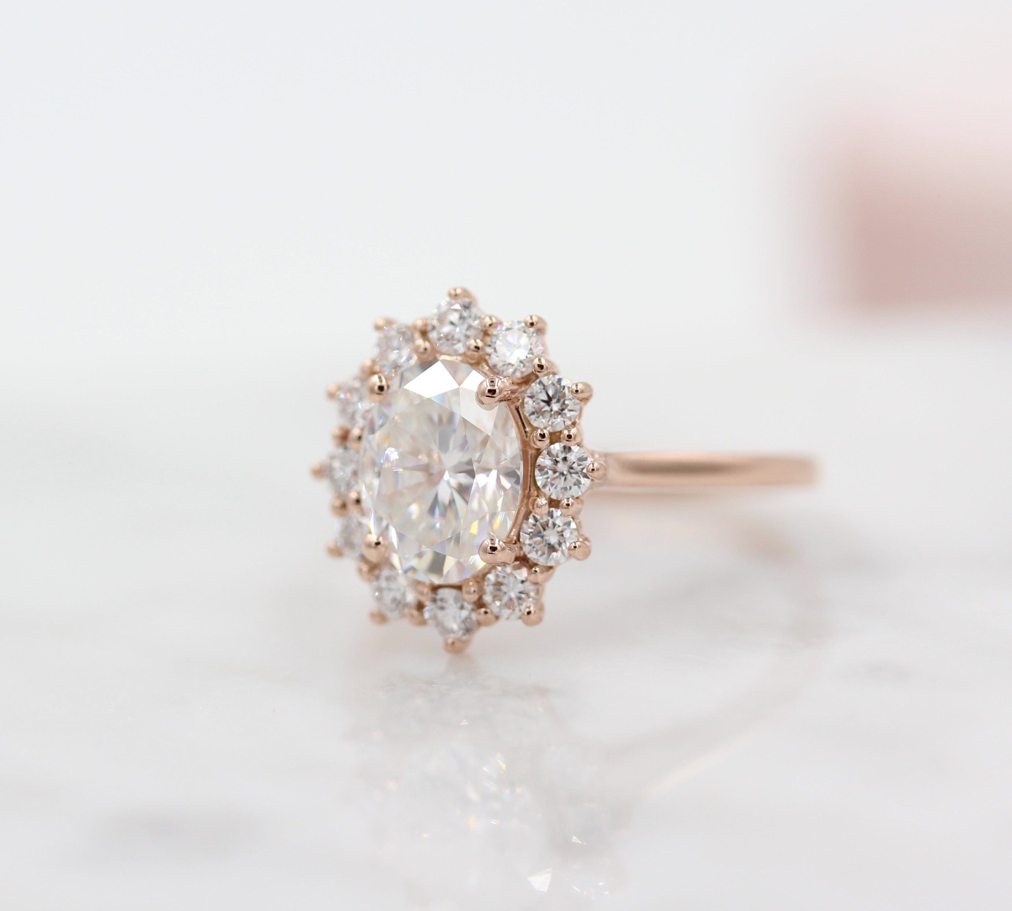 1.91 CT Oval Cut Halo Moissanite Engagement Ring 3