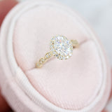 1.33 CT Oval Cut Halo Moissanite Engagement Ring 4