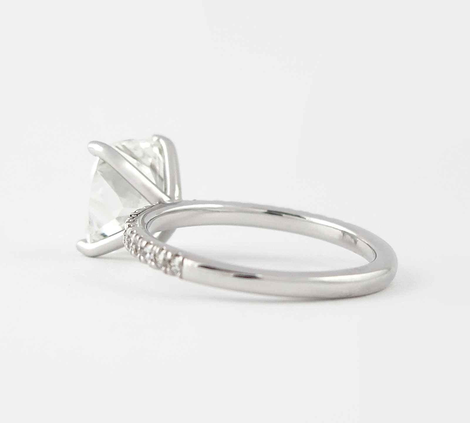 1.5 CT Cushion Solitaire & Pave Moissanite Engagement Ring 3