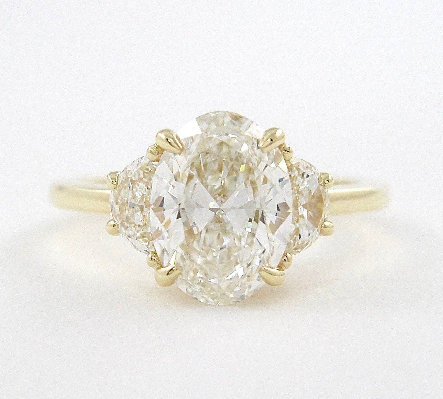 3.0 CT Oval Three Stone Moissanite Engagement Ring 1