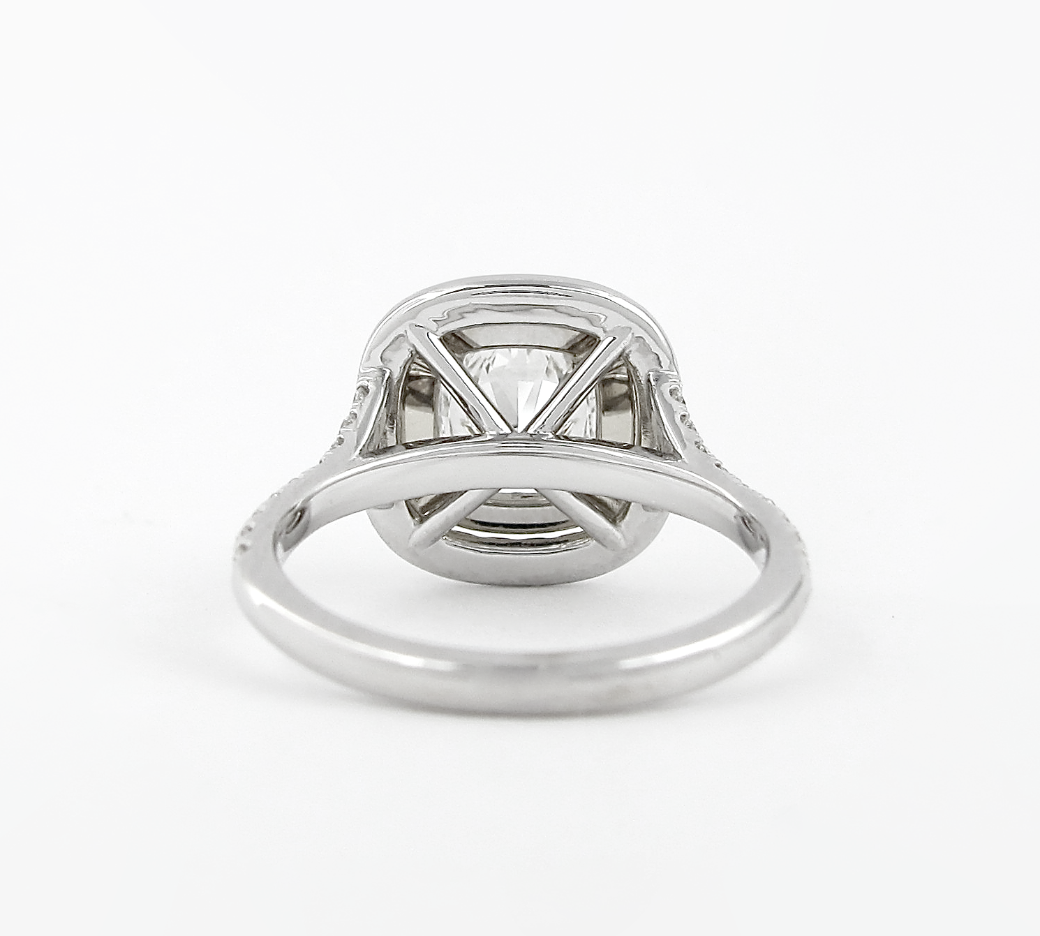 0.95 CT Cushion Double Halo & Split Shank Moissanite Engagement Ring 2