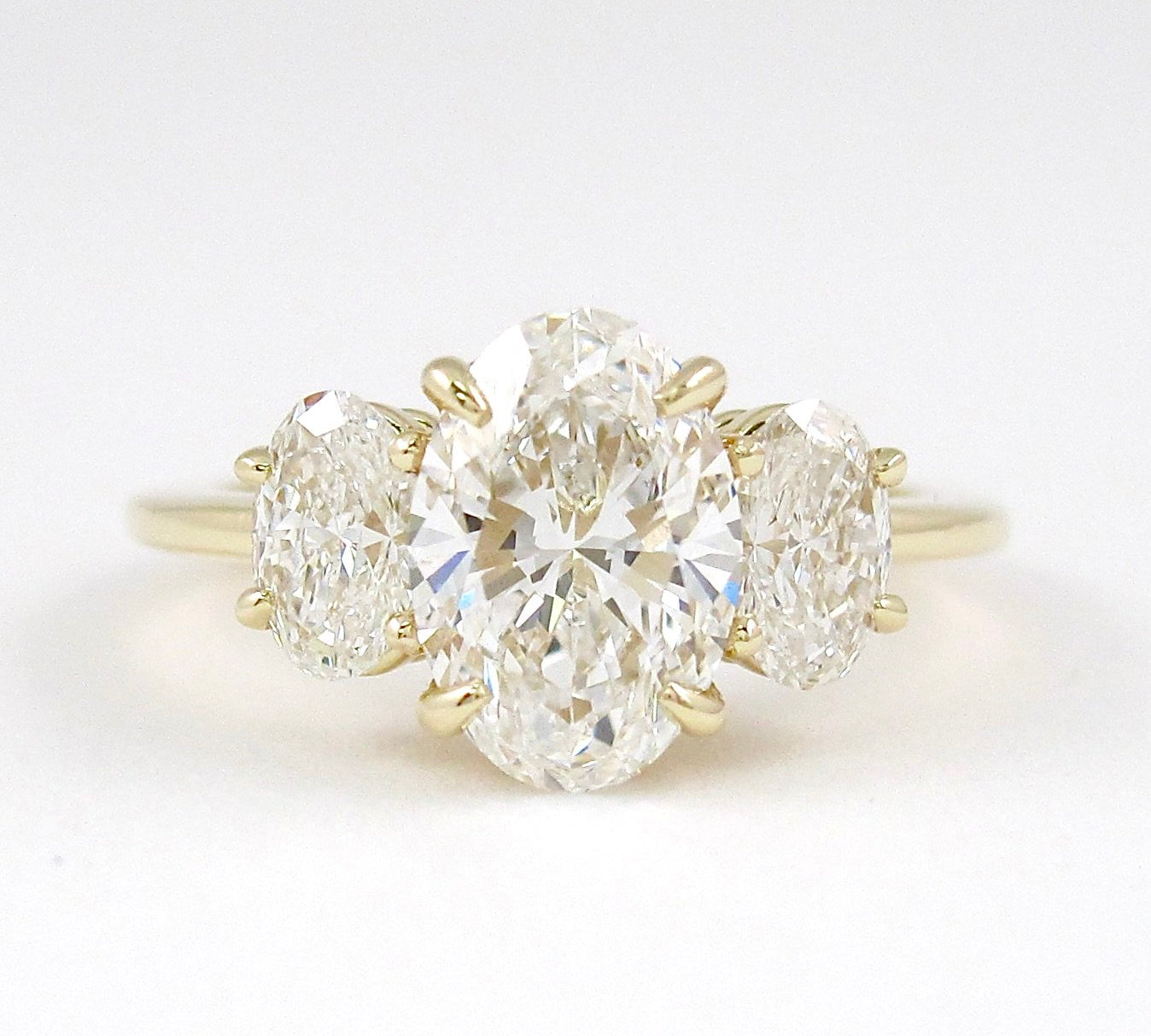 4.0 CT Oval Cut Three Stone Style Moissanite Engagement Ring 1