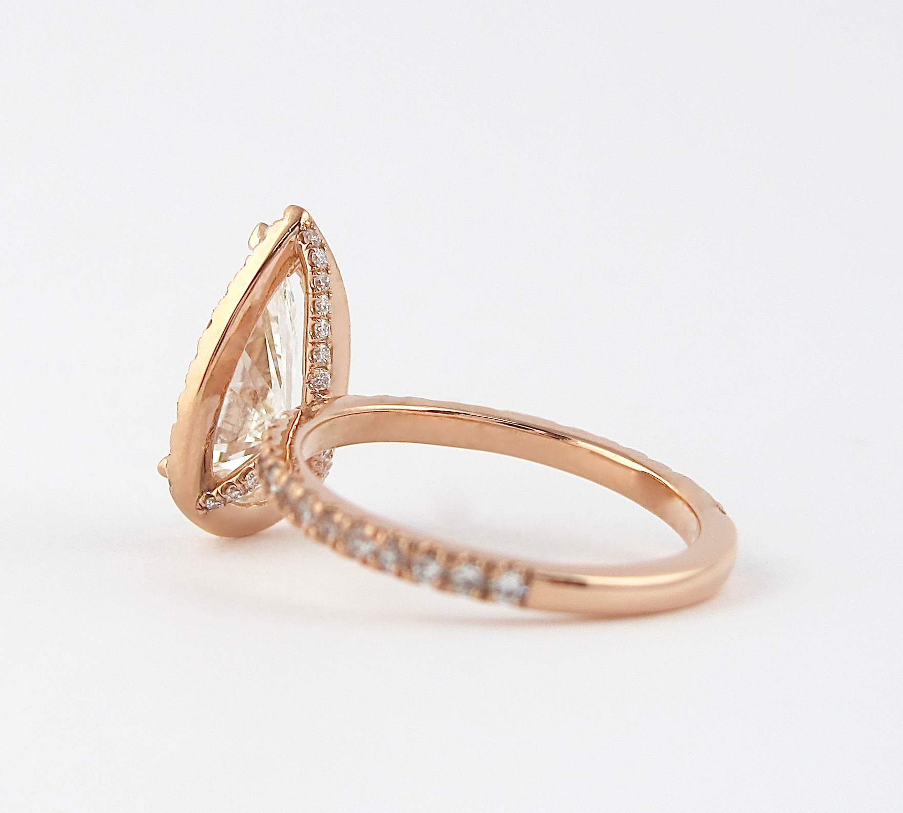 2.10 CT Pear Cut Halo Style Moissanite Engagement Ring 3