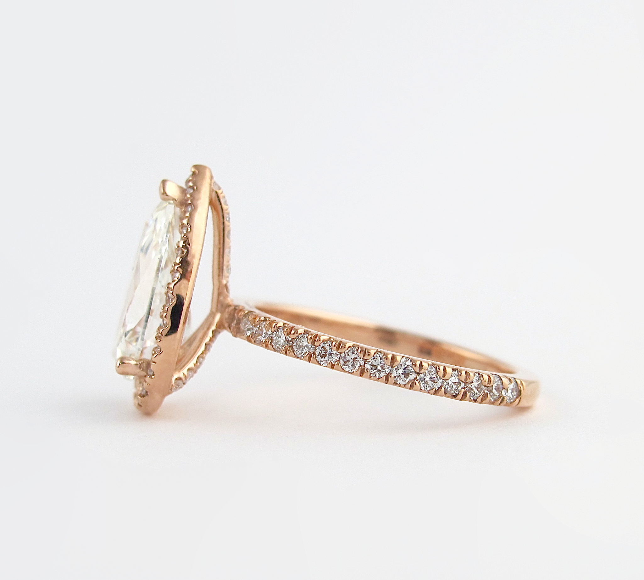 2.10 CT Pear Cut Halo Style Moissanite Engagement Ring 2