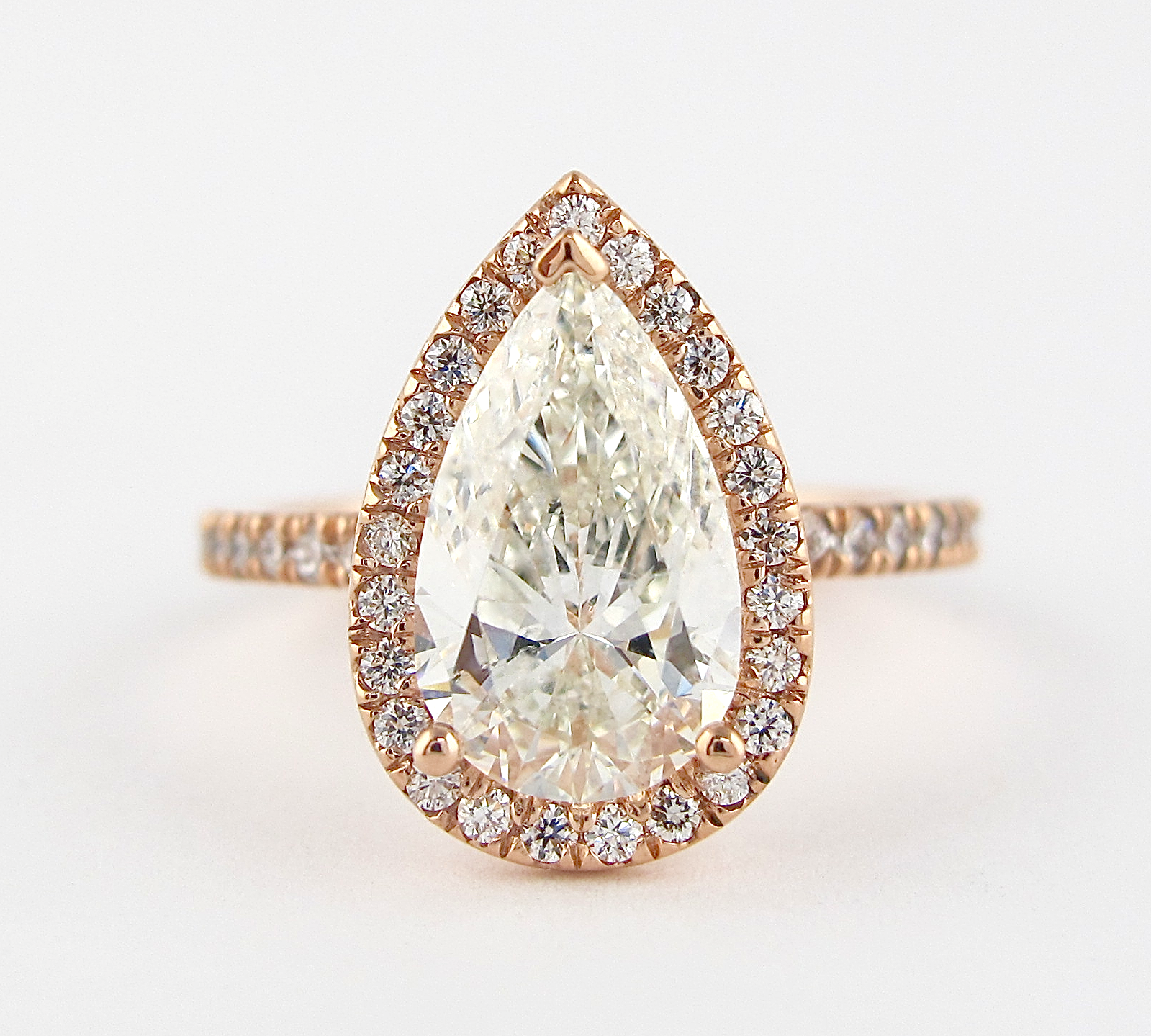 2.10 CT Pear Cut Halo Style Moissanite Engagement Ring 1