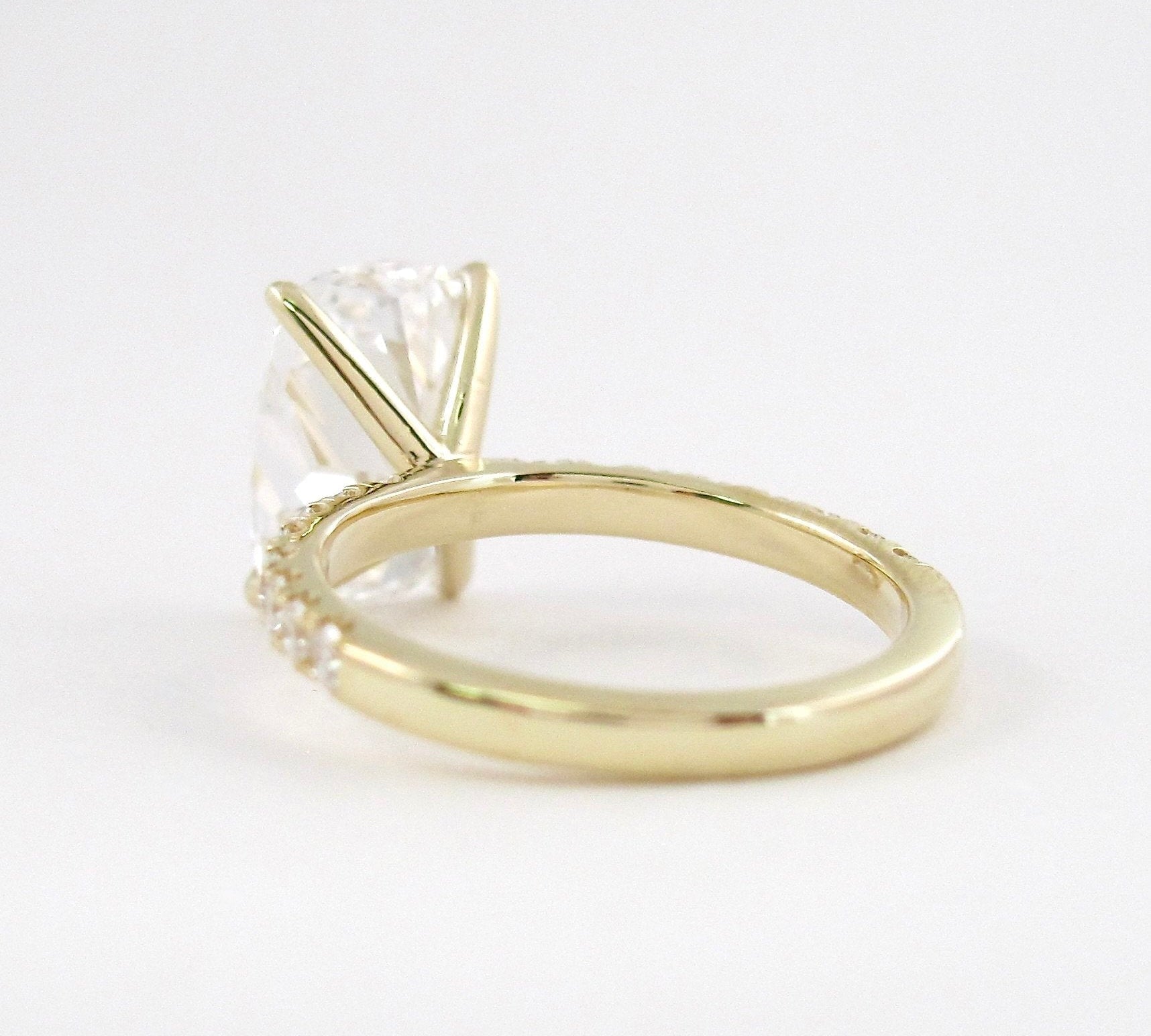 3.8 CT Elongated Cushion Solitaire Pave Moissanite Engagement Ring 3