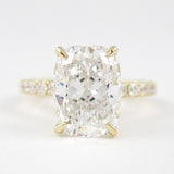 3.8 CT Elongated Cushion Solitaire Pave Moissanite Engagement Ring 1