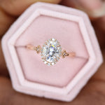 1.45 CT Oval Cut Halo Moissanite Engagement Ring 4
