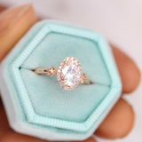 1.45 CT Oval Cut Halo Moissanite Engagement Ring 5