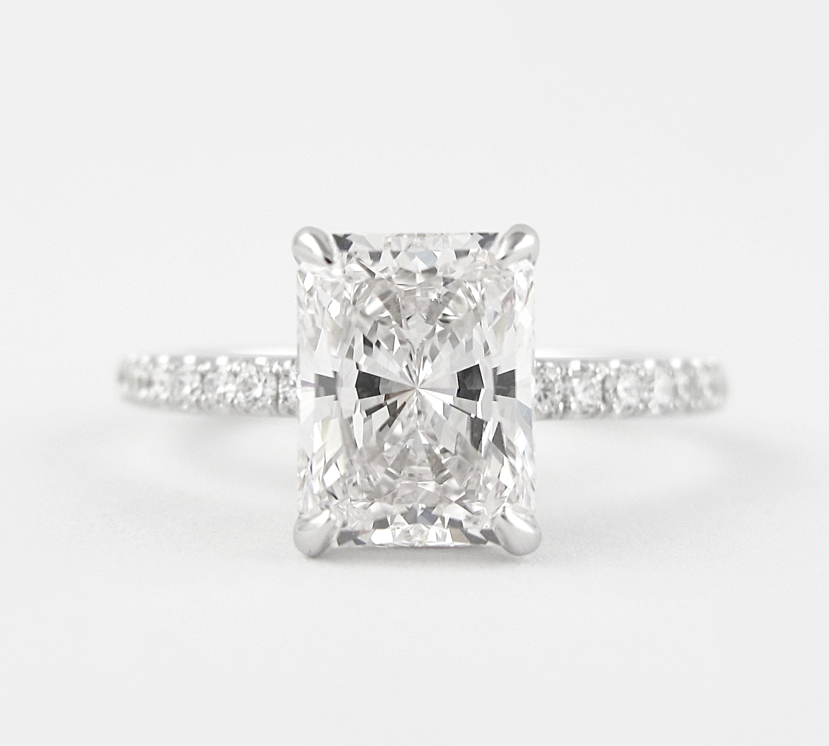 1.80 CT Radiant Hidden Halo & Pave Moissanite Engagement Ring 1