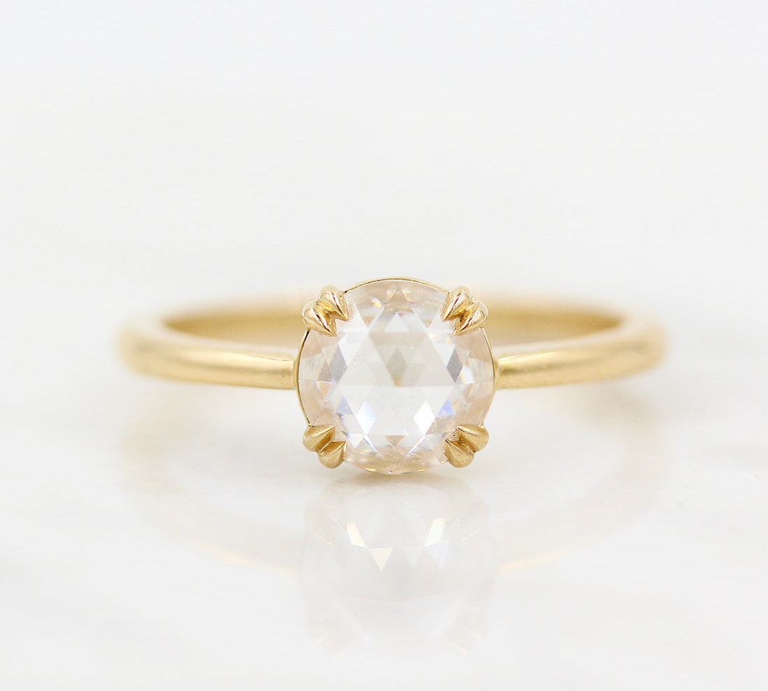 1.0 CT Round Rose Cut Solitaire Moissanite Engagement Ring 1