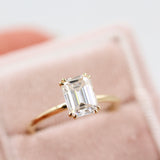 1.55 CT Emerald Cut Solitaire Moissanite Engagement Ring 3