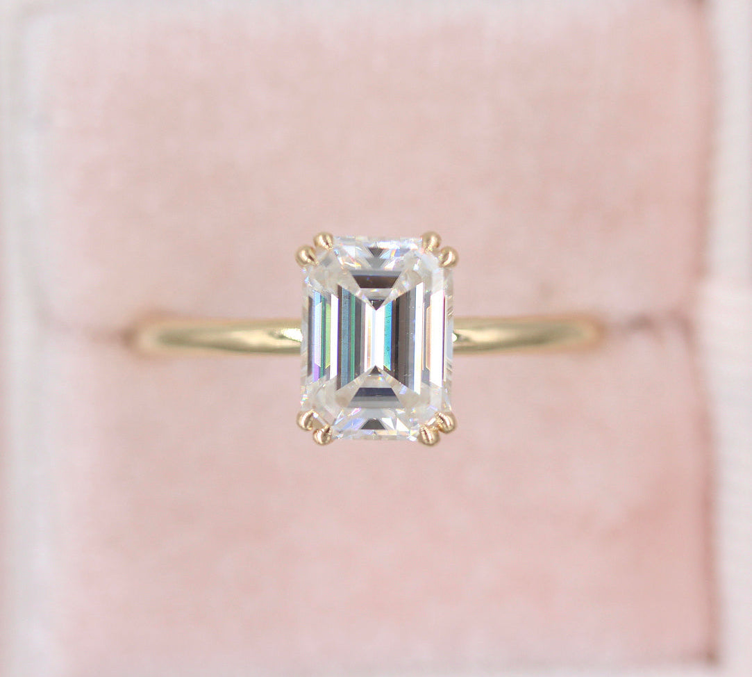 1.55 CT Emerald Cut Solitaire Moissanite Engagement Ring 1