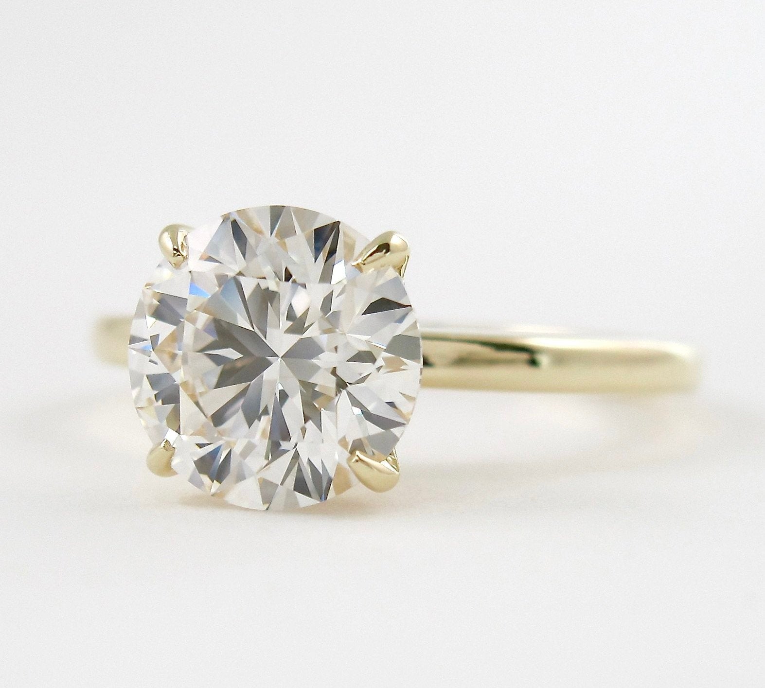 1.35 CT Round Hidden Halo Setting Moissanite Engagement Ring 2