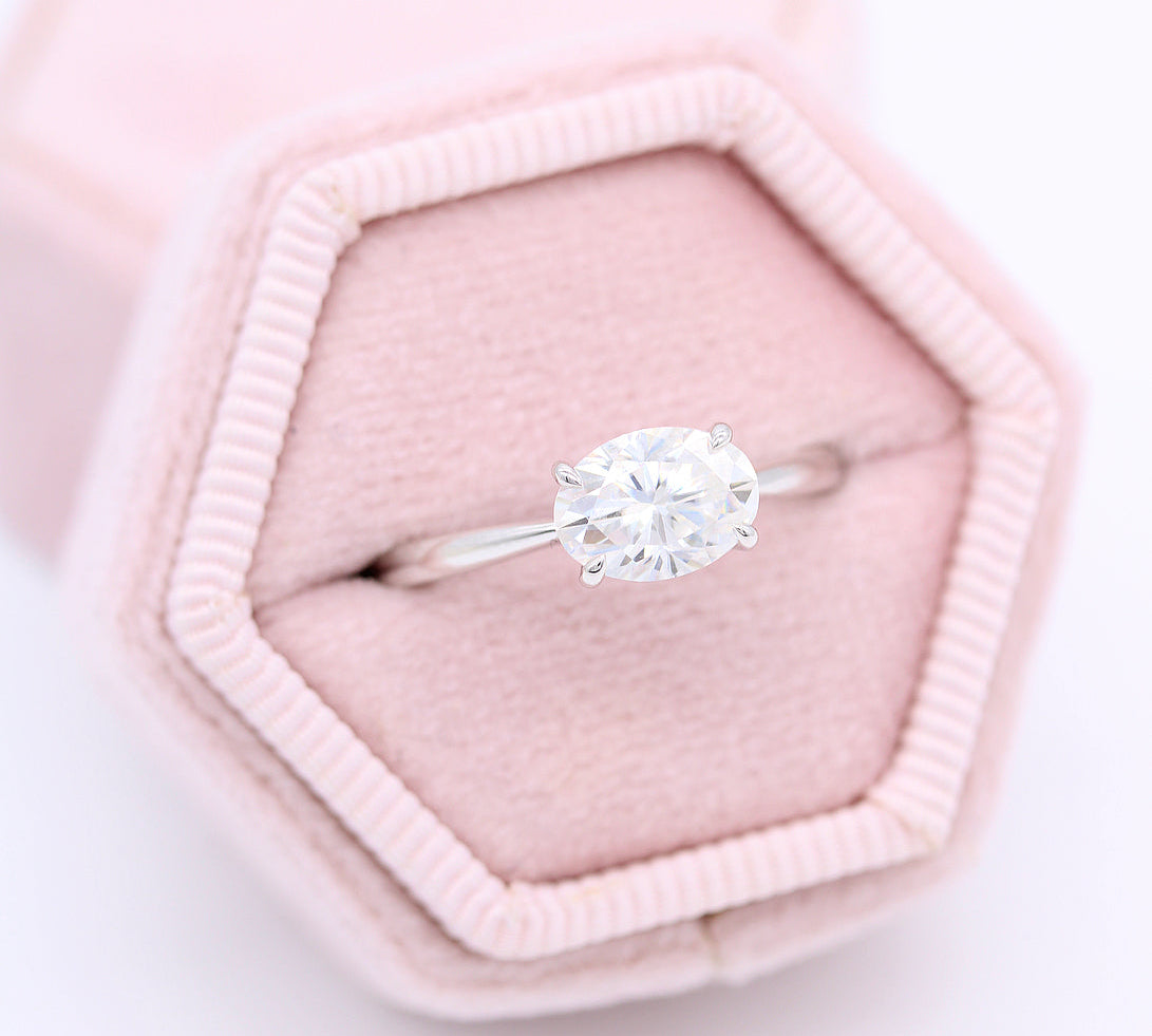 2.0 CT Oval Cut Solitaire Moissanite Engagement Ring 1