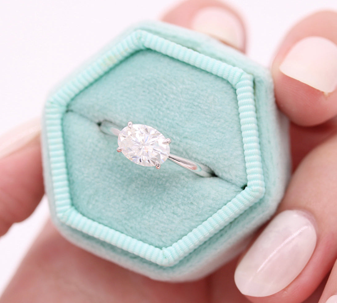 2.0 CT Oval Cut Solitaire Moissanite Engagement Ring 3