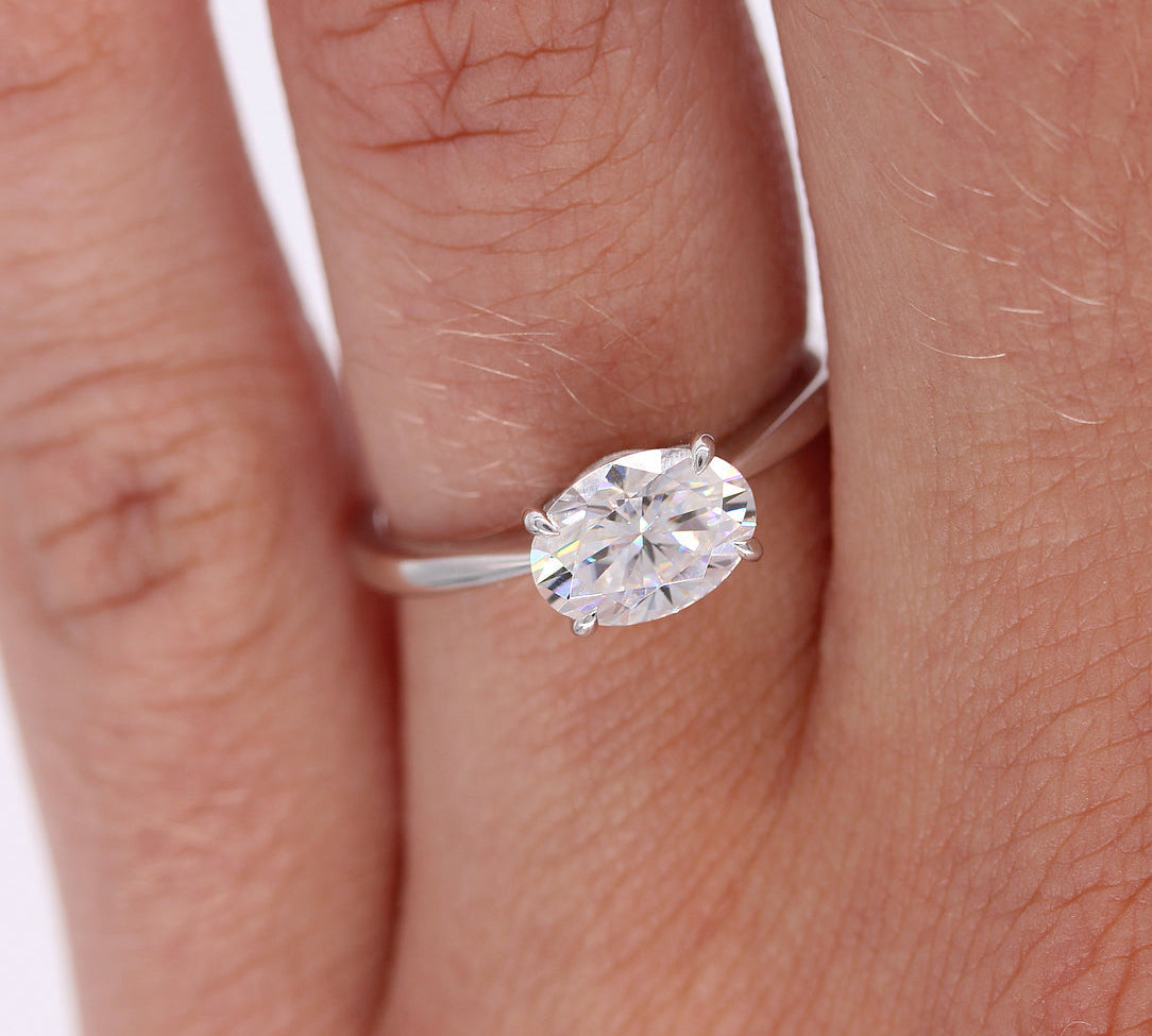 2.0 CT Oval Cut Solitaire Moissanite Engagement Ring 2
