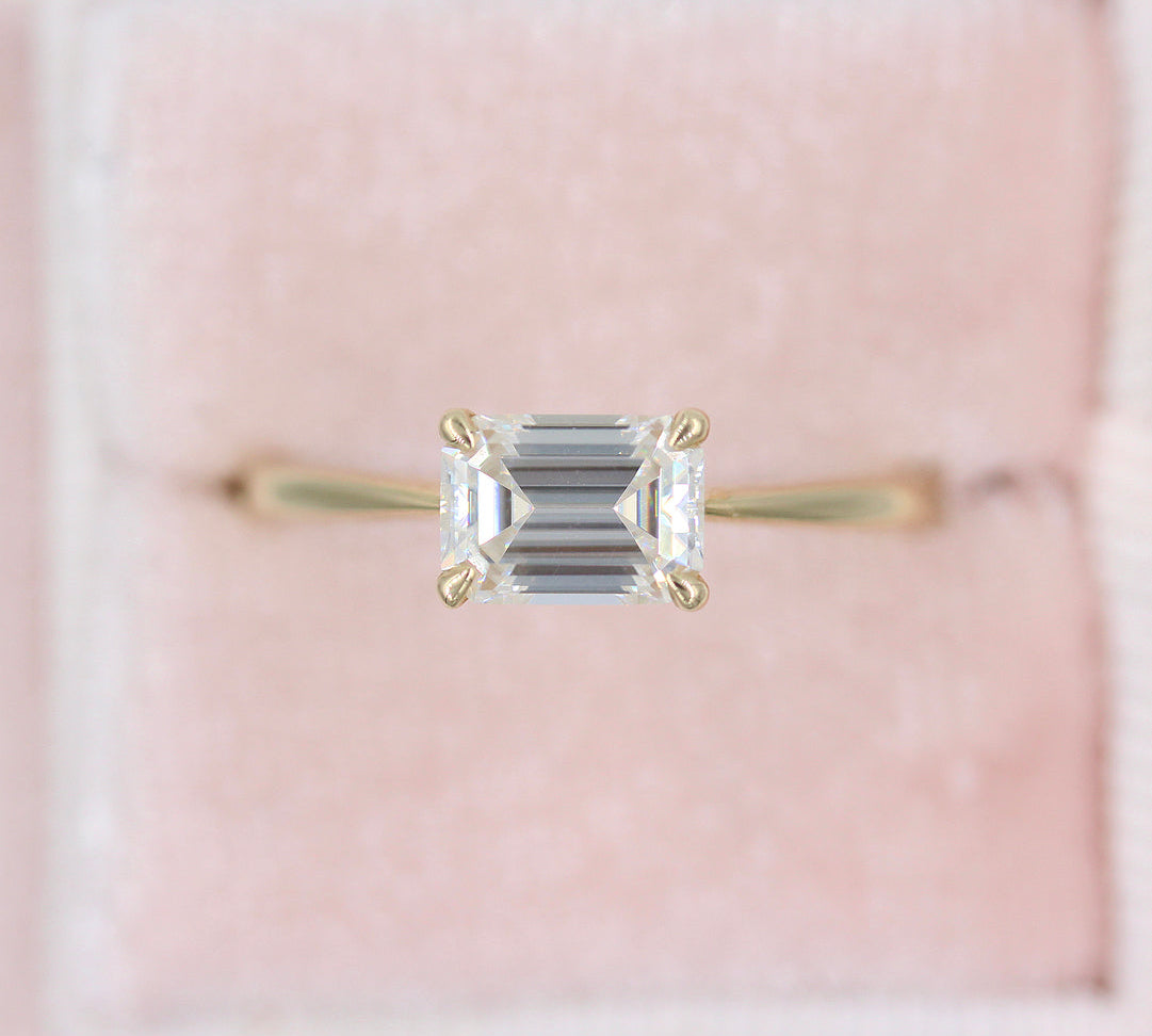 1.55 CT Emerald Cut Solitaire Moissanite Engagement Ring 1